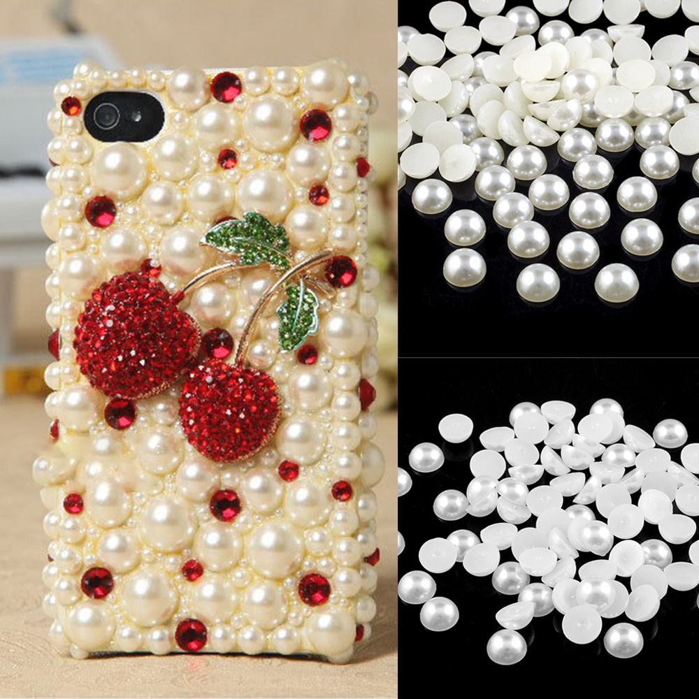 1000Pcs New 3//5/7mm Imitation Pearls Half Round ABS Loose Bead Plastic White Beige Flatback Beads DIY Craft Nail Art Decorative