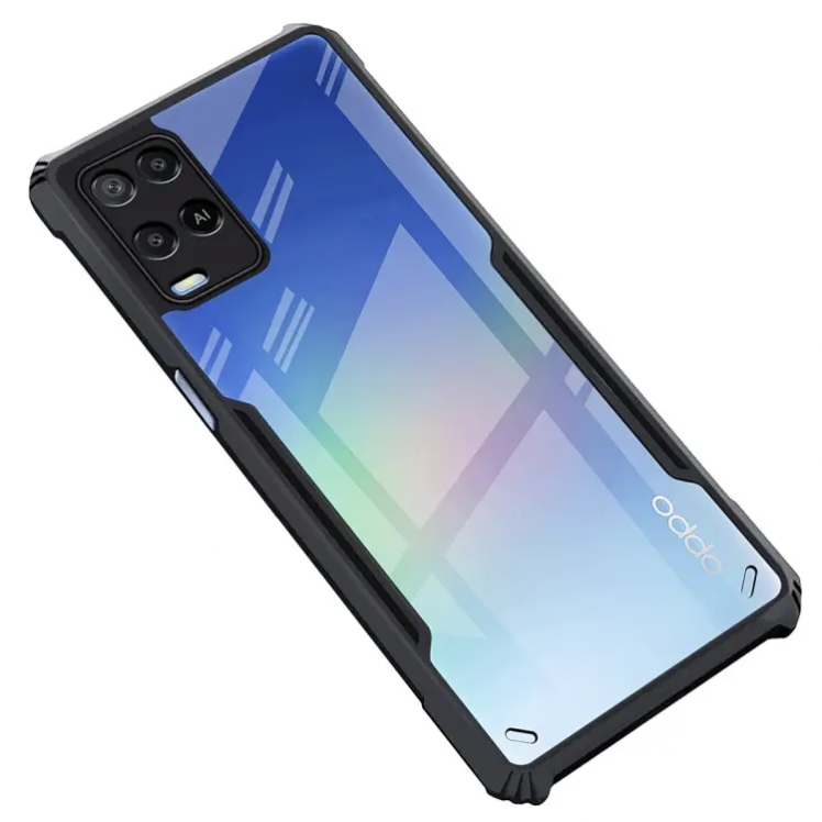 Oppo A54 4G Clear Cover Transparent With Bumper Black Case - Non Yellowing