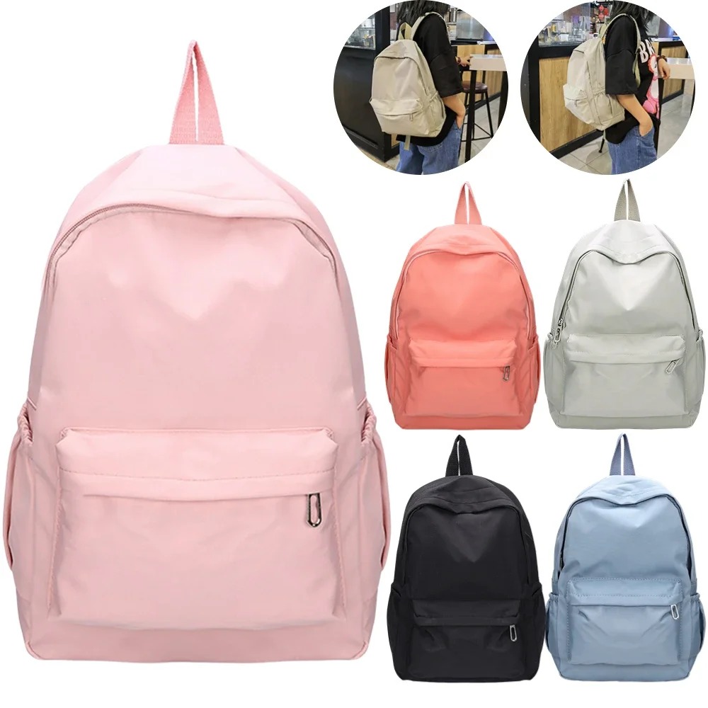 New Solid Color Travel Bag Waterproof Simple Nylon Backpack Large Capacity School Bag Boy