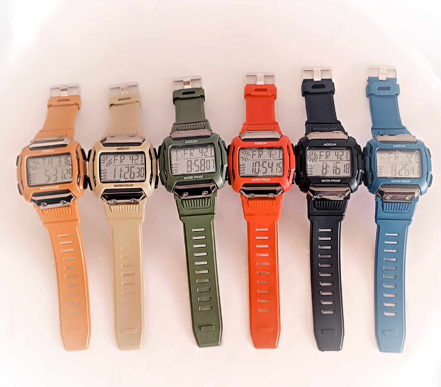 Electro Tech - New Unisex Digital AOSUN Water Proof Watch with Alarm & Stop Watch 30m Water Resistant With Stainless Steel Back
