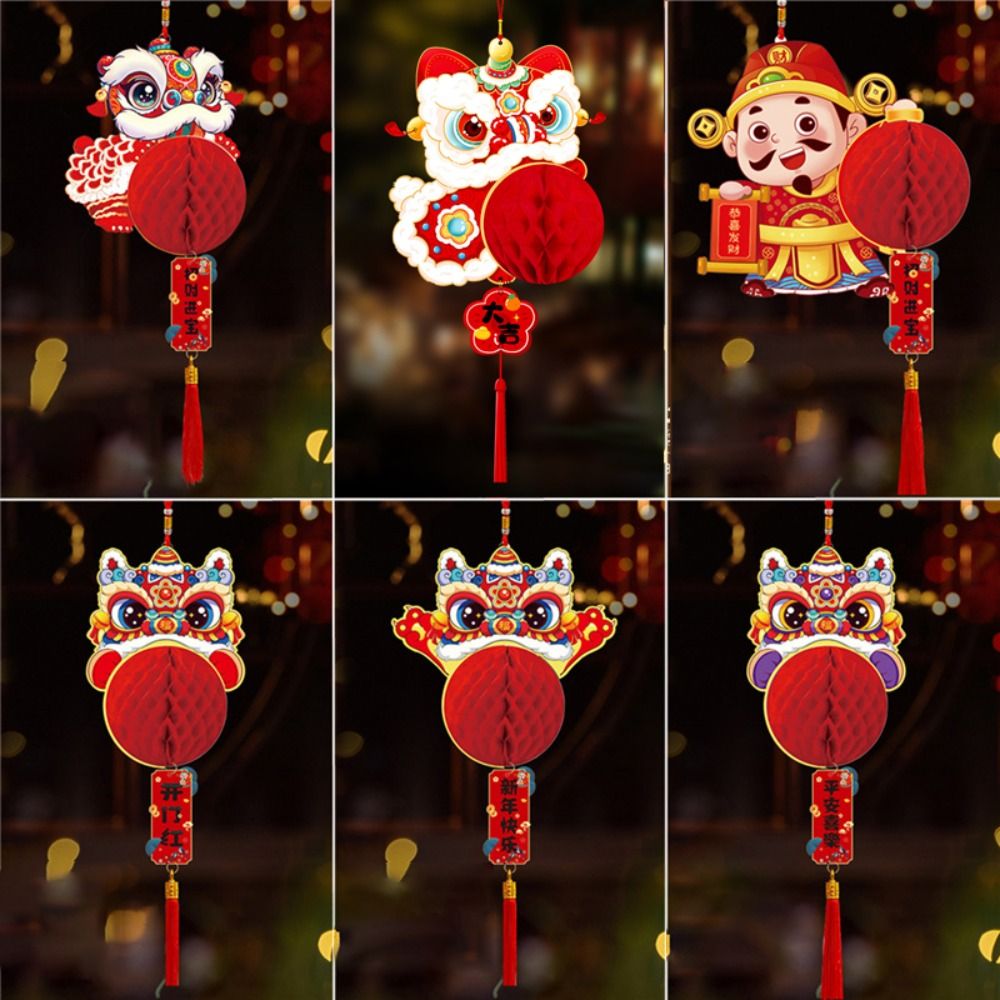 Gift Plastic Red Lantern Red Paper New Year Pendant Chinese Style Lucky Charm Hanging Lantern New Year