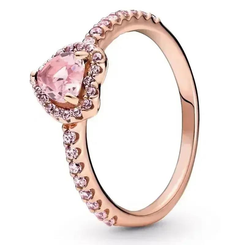 HOT Hot selling 925 sterling silver exquisite women's zircon crystal heart-shaped crown ring women's DIY New Year gift