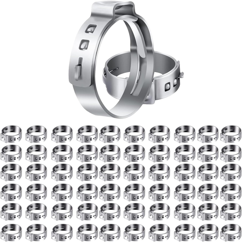60PCS 1 Inch PEX Clamps, Stainless Steel Single Ear Hose Clamps