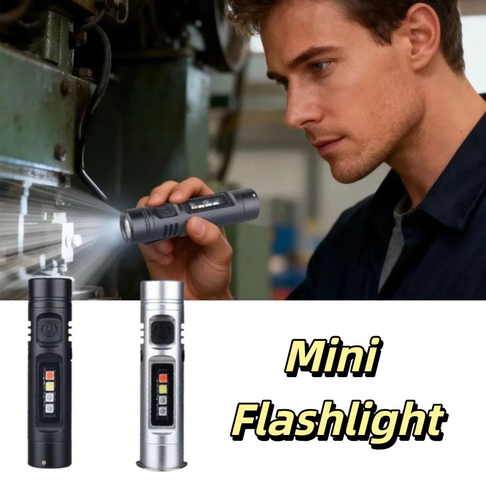 Mini Flash Light Rechargeable LED Torch Bright 3 Modes LED Flashlight Multi-Functional Tiny Battery Flashlight Traveling