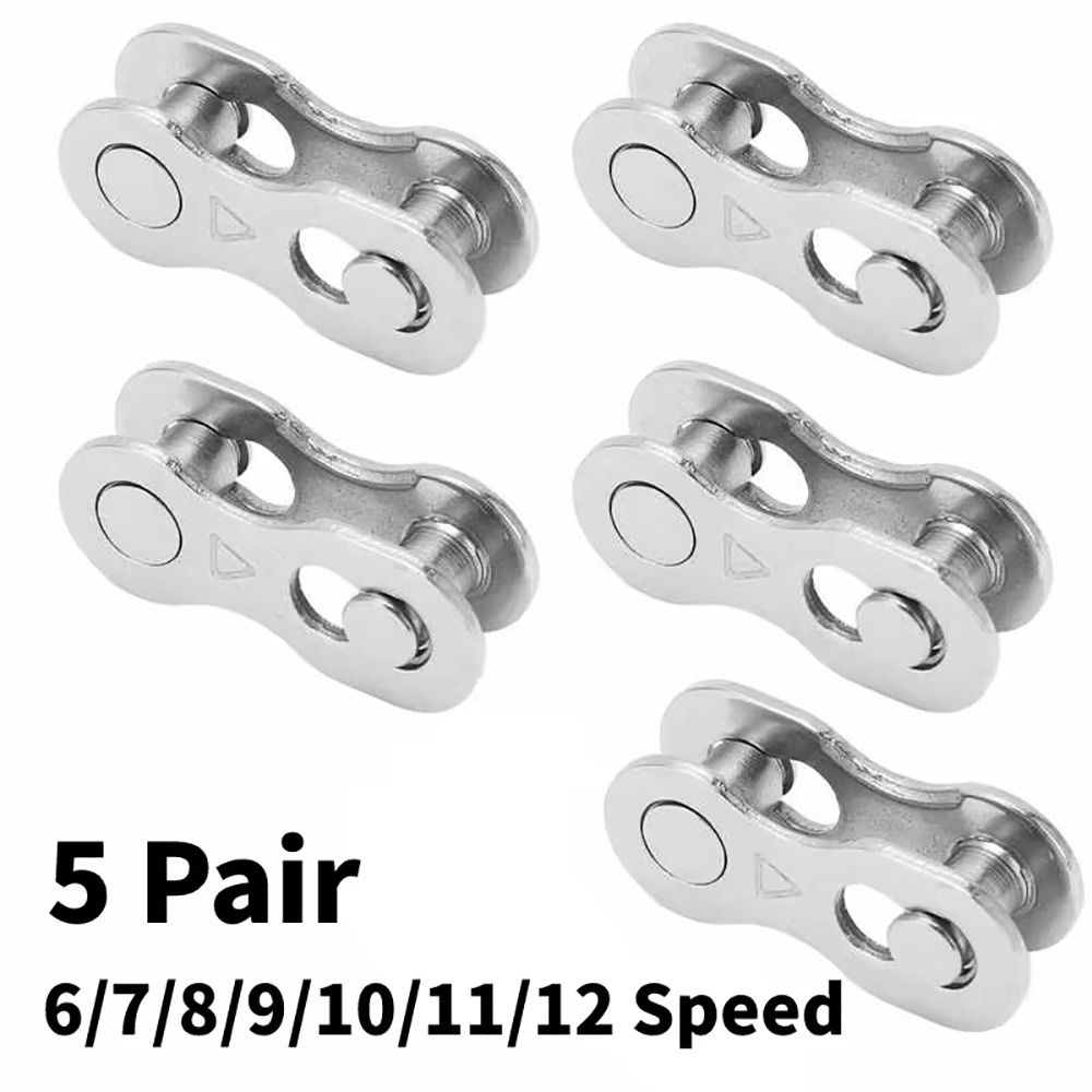 5Pairs Durable 6/7/8/9/10/11/12 Speed Bicycle Chain Link Buckle Silver Mountain Road Bicycle Connector Joints Metal Master Link Quick Unbuckle Bicycle Accessories