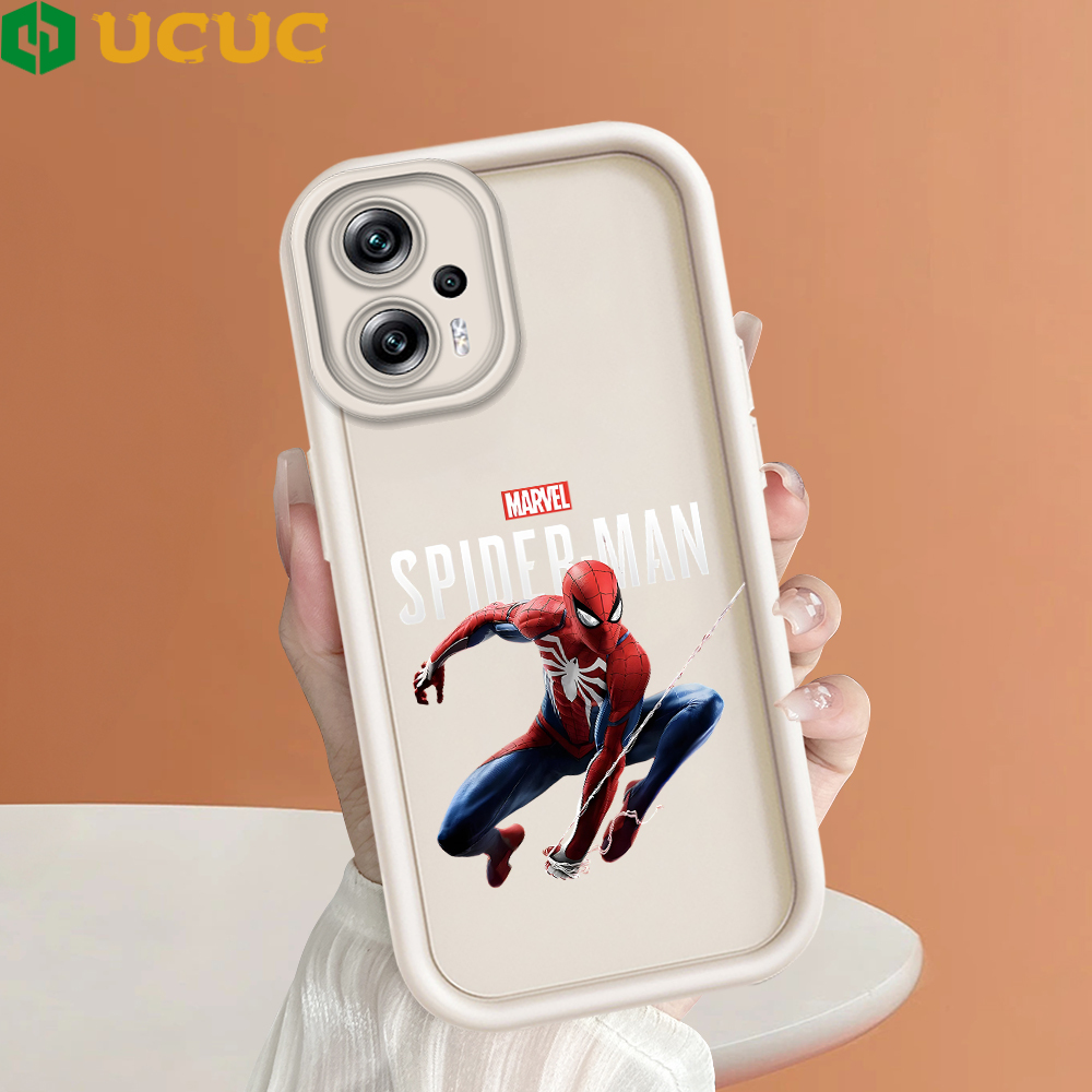 UCUC for Xiaomi Poco X4 GT Redmi Note 11T Pro Note 11T Pro+ Back Cover Cool Spider Man Soft Silicone Square Ladder Phone Case
