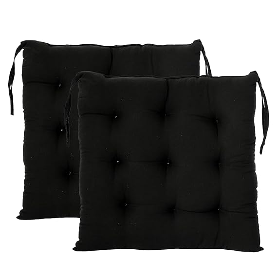 Pack of 2 Cushions Pads for Chair | Back Cushion for Office Chair | Microfiber Square Chair Pad with Ties | Soft & Comfortable