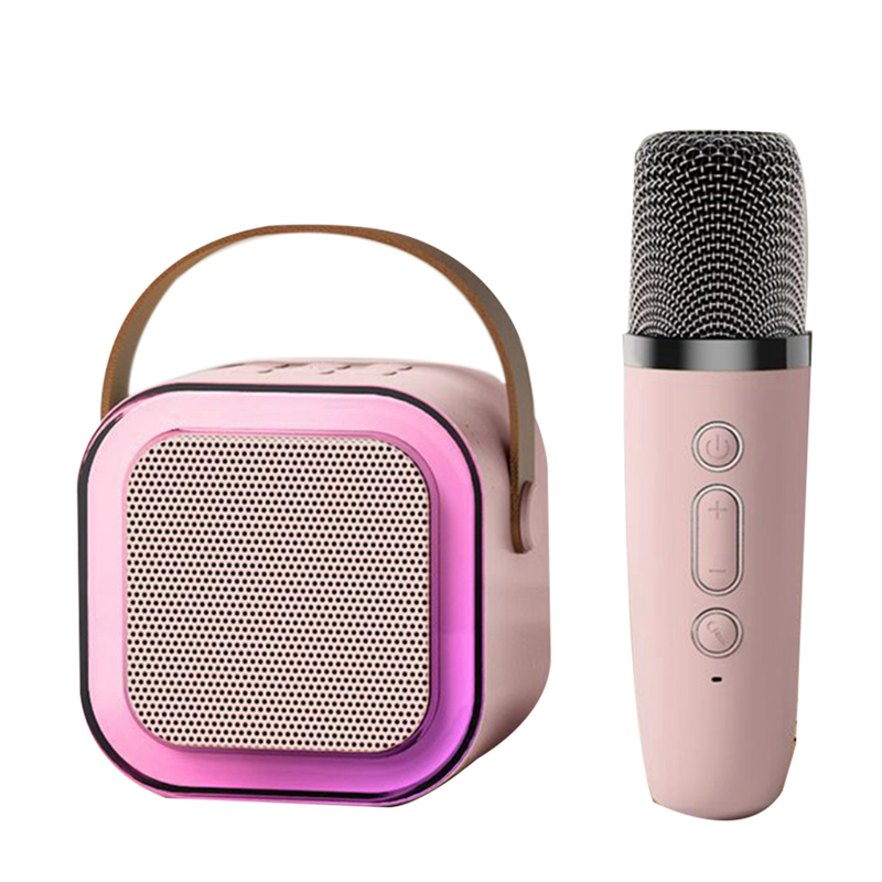 Portable K12 Bluetooth Small Home KTV Microphone Speaker Pink
