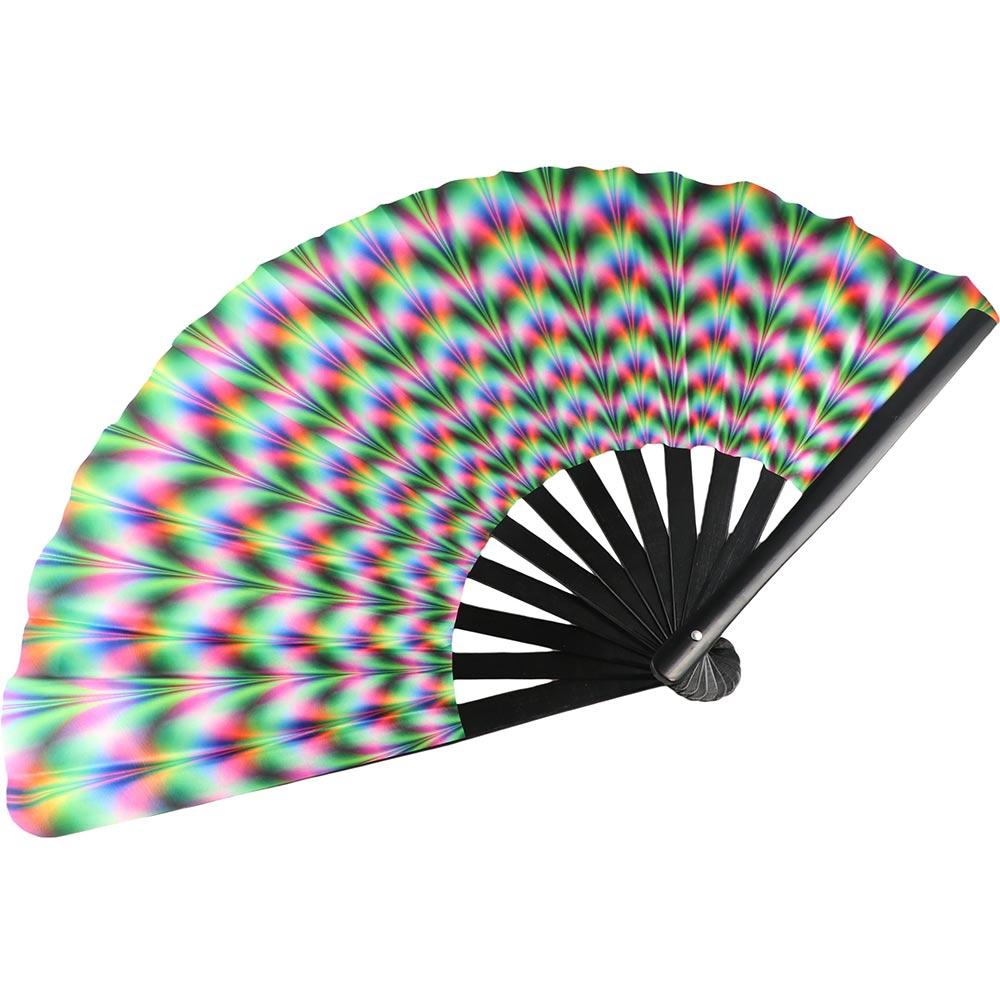LED Silk Fans Fans with Lights Large Folded Hand Fan Folding Large Foldable Handheld Rave Fan 33cm Colorful Rainbow Folding Fan Dance