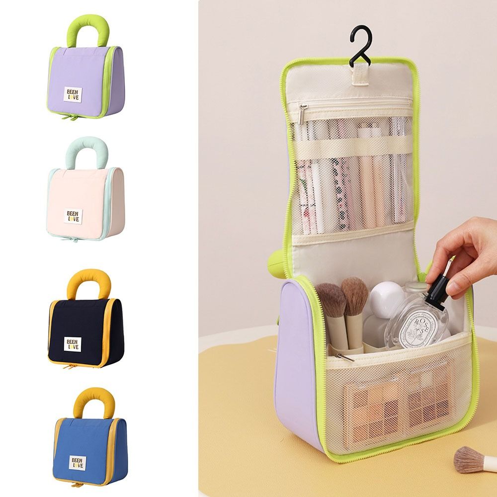 Portable withHanging Hook Toiletry Washbag Wet and Dry Waterproof Cosmetic Storage Bag Large Capacity Multi-compartment Makeup Bag Business Trip