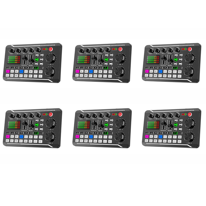 JINMY 6X F998 Sound Card Microphone Sound Audio Interface Mixer Sound Card Mixing Console Amplifier for Phone PC