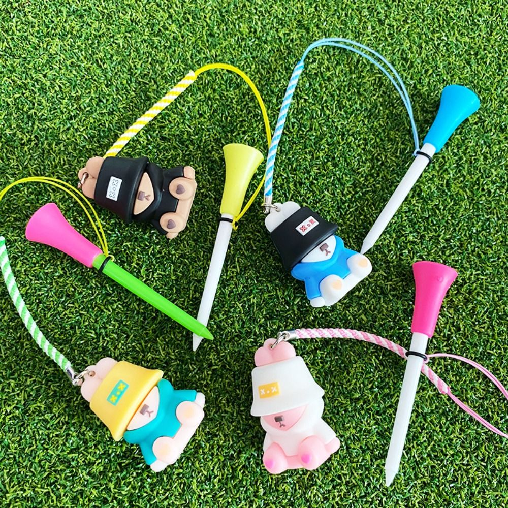 Golf Ball Nail Plastic Cartoon Golf Rubber Tees Recyclable Replacement Fisherman's Bear Golf Tee Portable Improve Accuracy Golf Novelty Shape Tees Outdoor