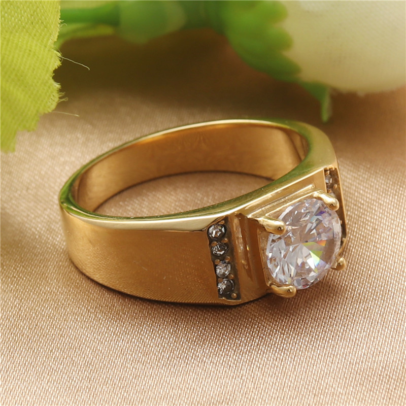 【Special offer】Fashion titanium steel natural stone wedding ring tide female couple birthday stainless steel gem ring direct for 211004