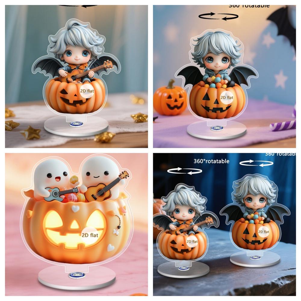 Festive Halloween Acrylic Ornament Environmentally Friendly 360 Rotating Stand Creative Colorful 2d Acrylic Figure for Adults Car Motorcycle