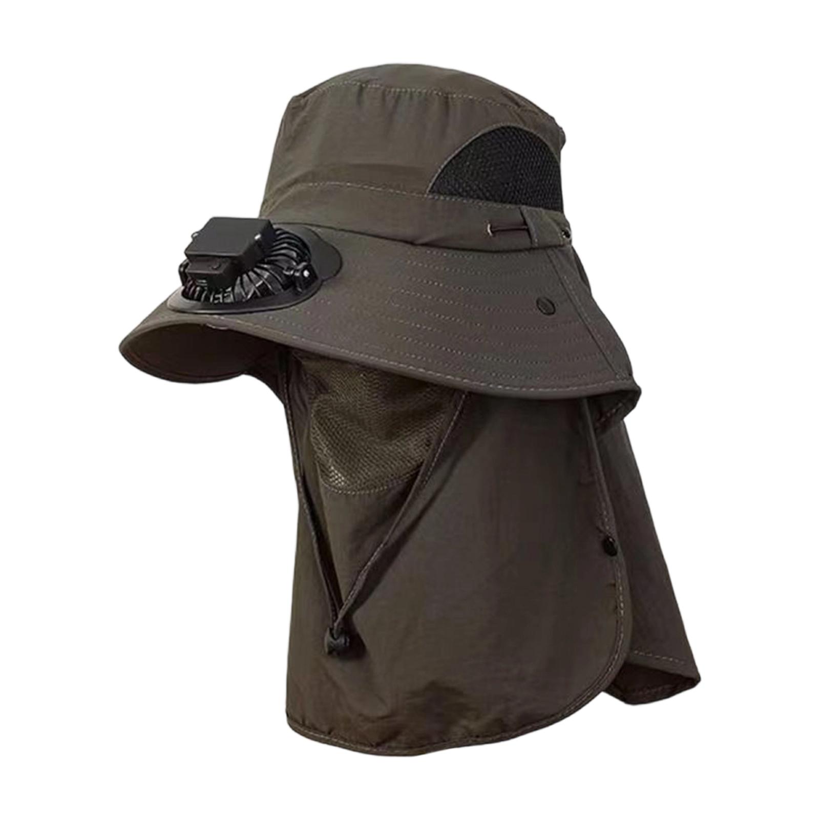 Trendygirl Solar Fan Hat Solar Fan Sun Hat with Neck Flap - Outdoor Cooling Cap Wide Brim Breathable Sun Protection for Hiking Fishing Gardening