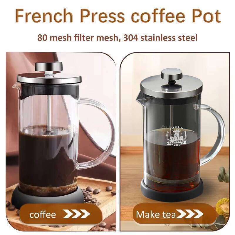 French Press Stainless Steel Glass Maker Multifunction Hand Punch Pot with Filter Household Coffee Accessories
