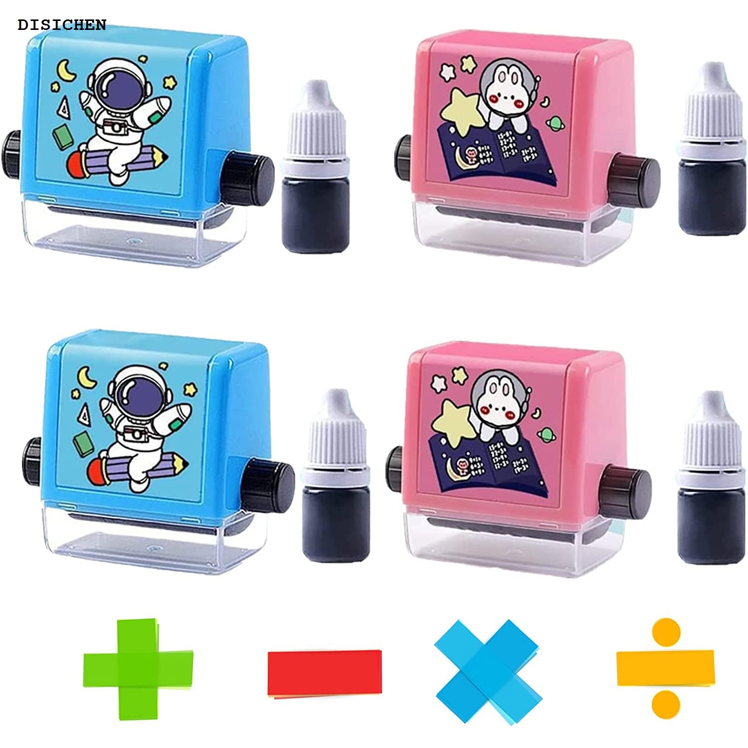 DISICHEN Luxury Roller Digital Teaching Stamp Multiply Divide Addition Subtraction Maths Reusable Calculation Educational Exercises Within 100