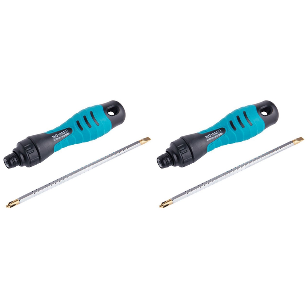 fasdaga 2X 2In1 Precision Adjustable Ratchet Screwdriver Set Two-Way Slotted Magnetic Screwdriver Bits