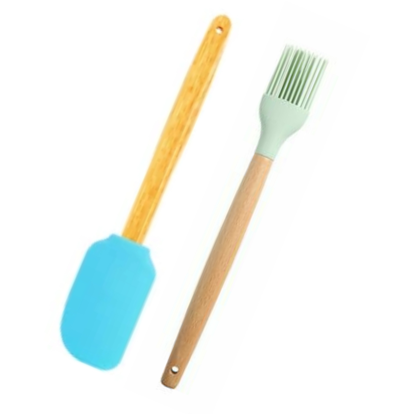 2 Pc Silicone Cooking Spatula And Oil Brush With Wooden Handle, Kitchen Utensils Set, Nonstick Kitchen Utensil Set, Bpa Free 480°F Heat-Resistant Rubber Non-Stick Oil Brush And Silicon Spatula
