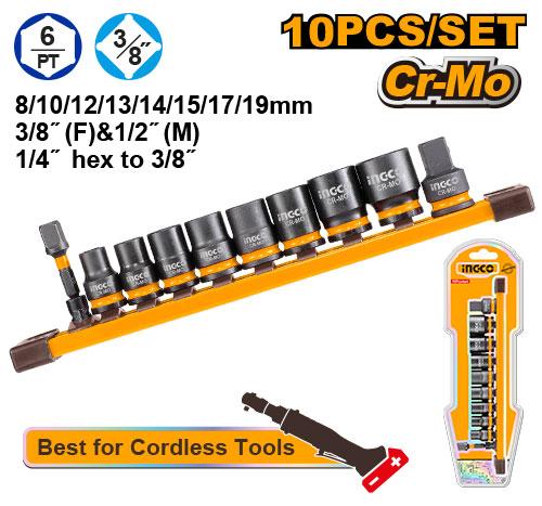 Ingco DR Impact Socket Set 10 Pcs 3/8