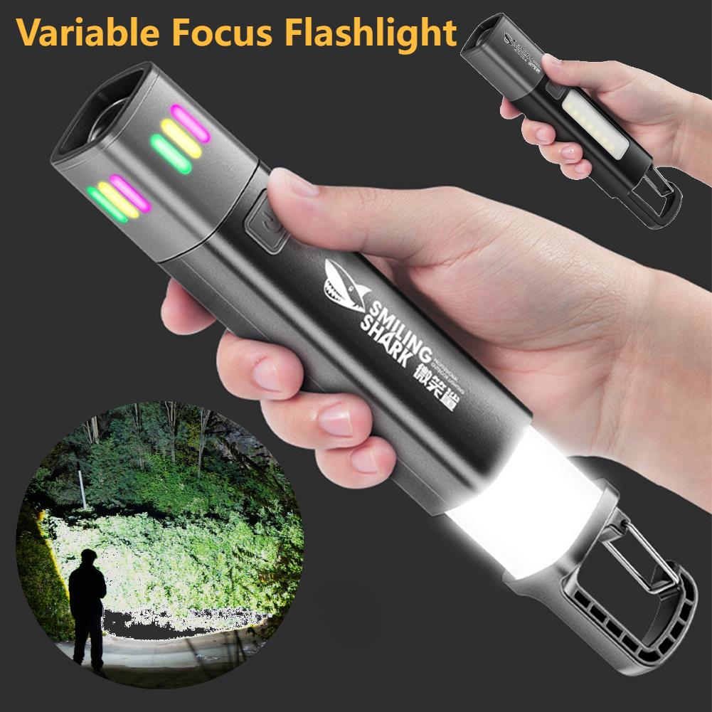 Original Xiaomi Outdoor Flashlight Portable Strong Light Variable Focus with Floodlight Side Lights Mini Flashlight Lamp High Brightness