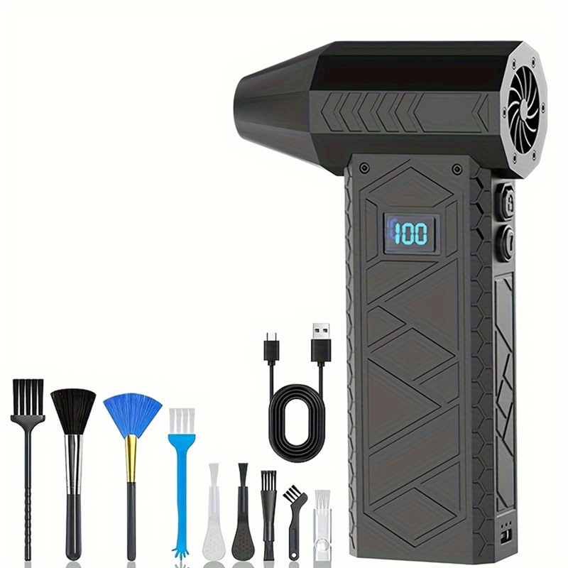 (GGBR) 180000RPM Mini Air Blower Turbo Jet Fan Electric Power Display Handheld Dust Cleaner High Speed Duster Cleaning Tool