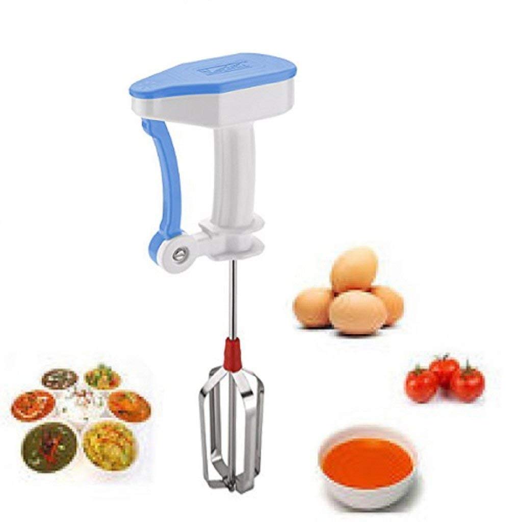 Portable Plastic Non Electric Manual Blender Beater Chopper Mixer for Egg, Cake, Coffee, Whipped Cream (Multicolour)