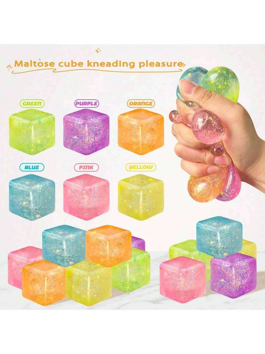 2/4/8/16 Pcs Slow Rising Squeeze Stress Relief Cube, Dough Ball - Soft Sensory Fidget Toys Office, Classroom, Party Favor, Birthday, Christmas Stocking Stuffer, Easter Basket Filler, Gift For Adults