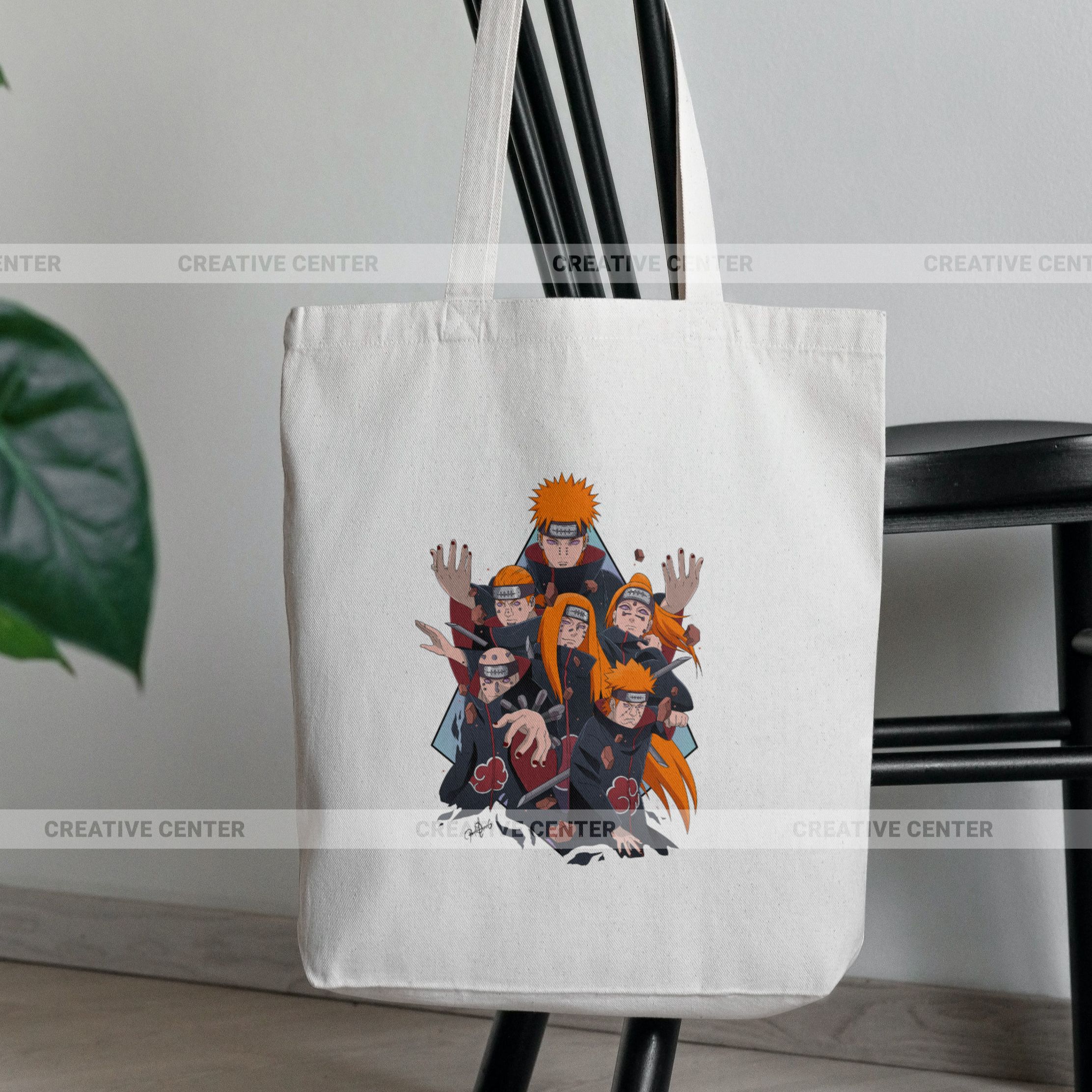 Anime Printed (Naruto / Pain / Akatsuki) Pure Cotton Canvas Tote Bag For Women