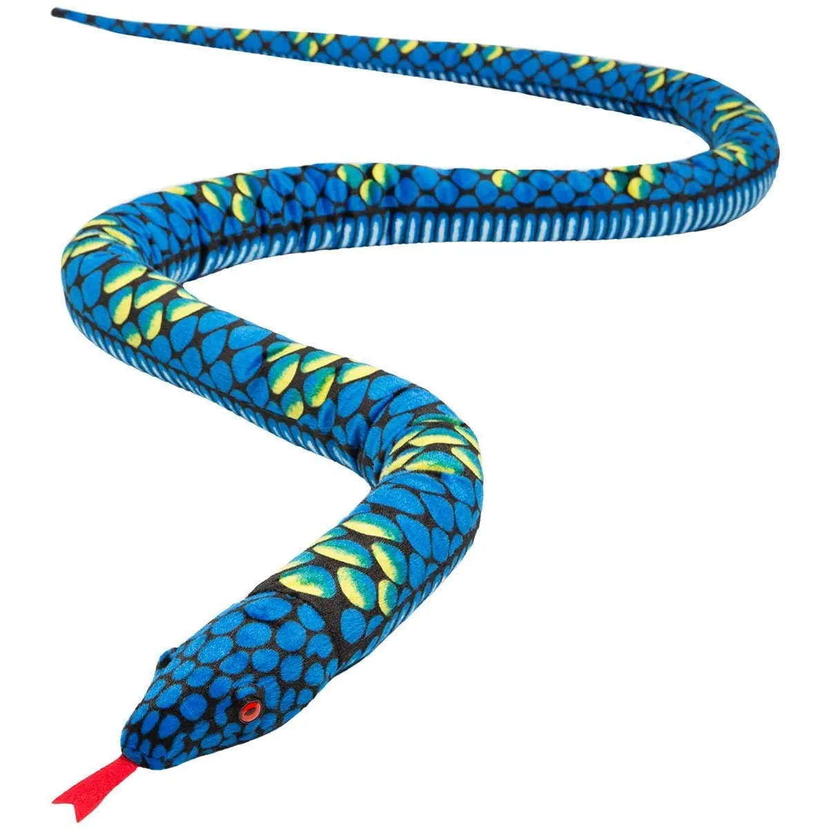Plush Giant Snake Realistic Stuffed Animal Red Eyes Toy Gifts Blue - image 1