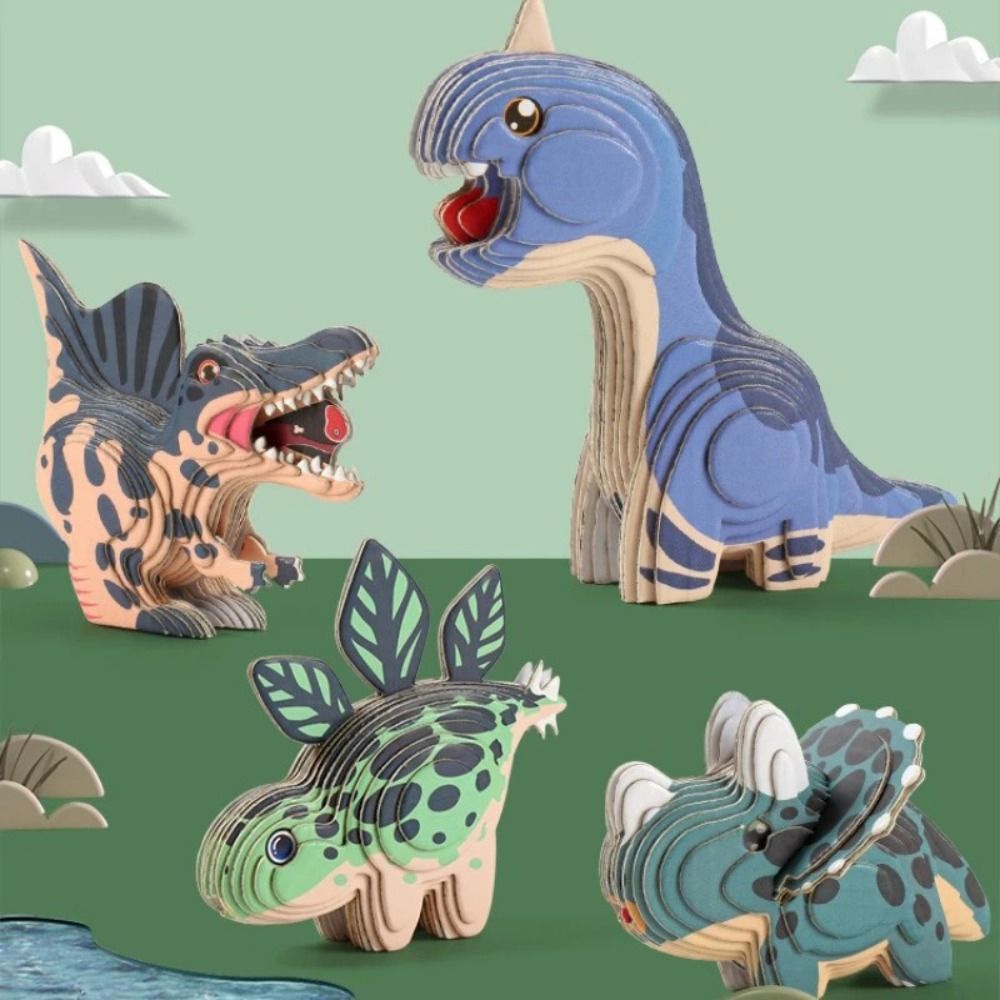 Funny DIY Handicrafts 3D Animal Puzzle Dinosaur Series Ocean Series 3D Puzzle Toys Safari Paper Crafts Cartoon Animal Model Assembly Toys For Kids