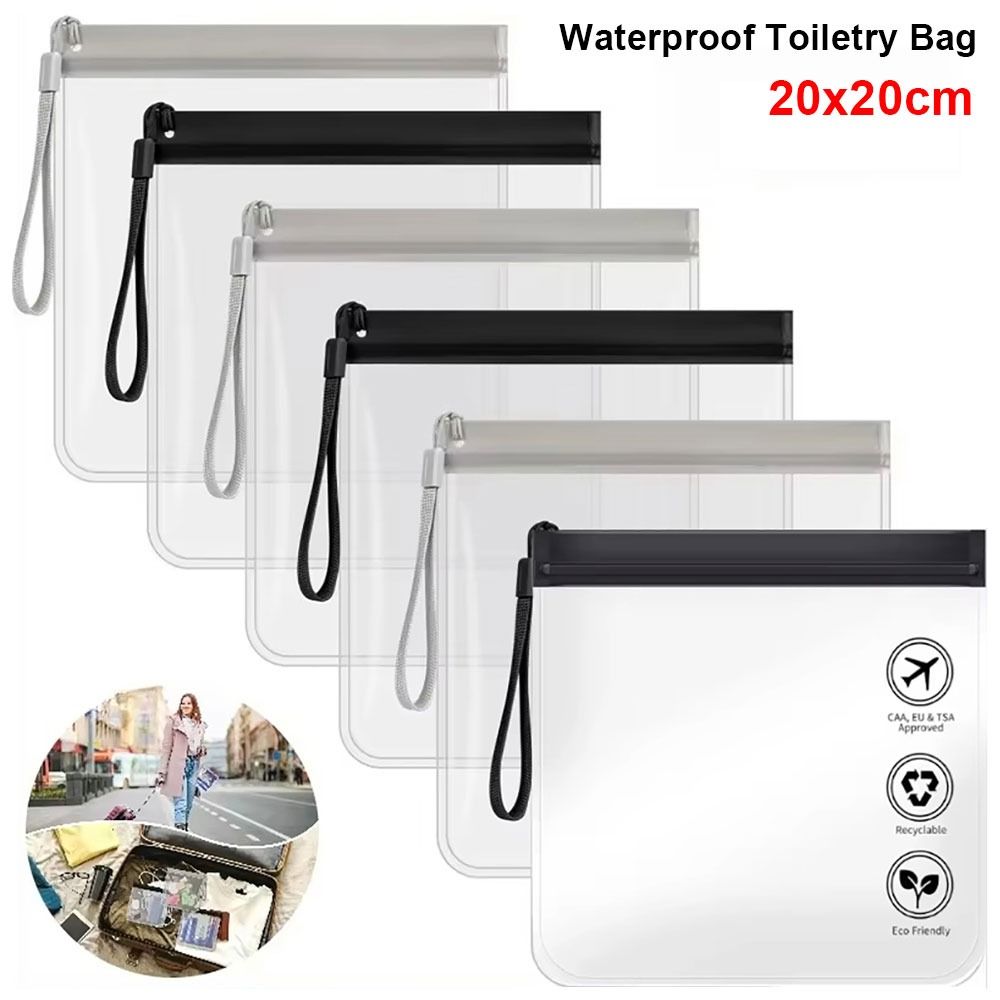 1Pcs Durable Waterproof Toiletry Bag Transparent Airport Security Flight Make Up Bag EVA Reusable Cleaning Storage Organizer Travel Use