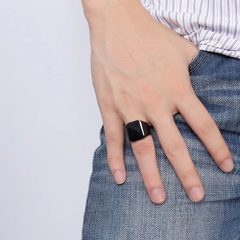New Brand Classic Black Gold Color Big Stainless Steel Rings for Men Women Fashion Punk Male Jewelry Party Gifts