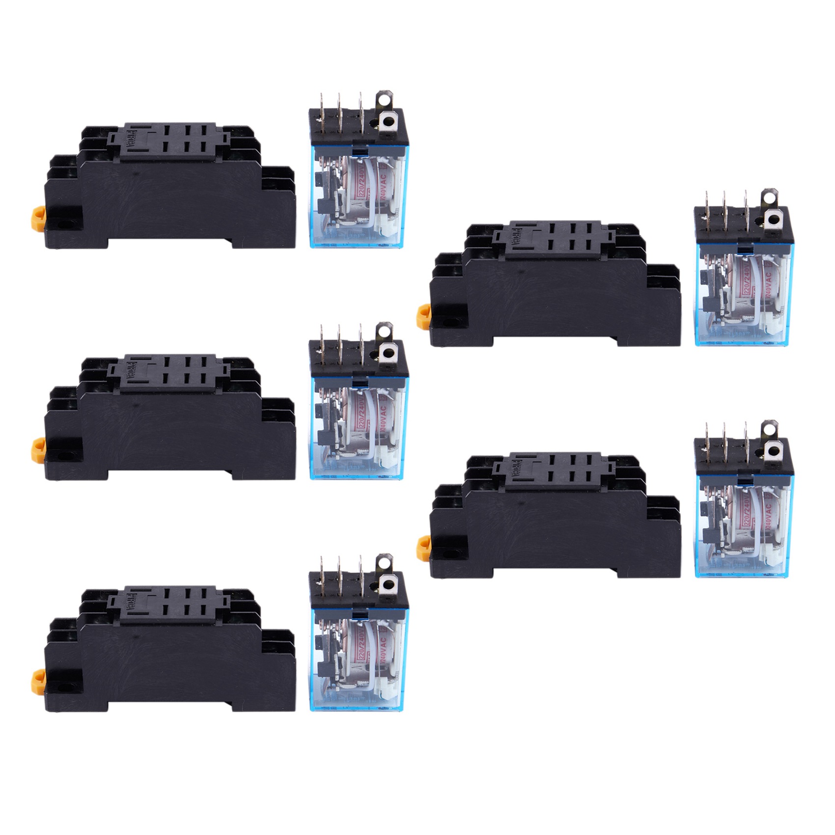 fasdaga 5X LY2NJ HH62P-L JQX-13F 220V AC Coil DPDT Power Relay 8 Pin W PTF08A Socket