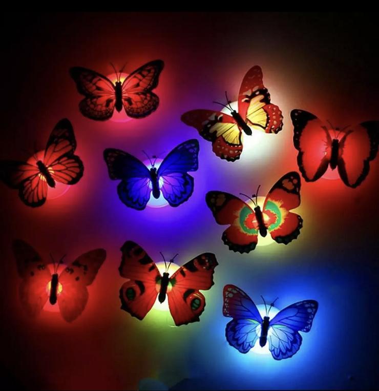 Bizzy 1 Pc LED Butterfly Night Light Color Changing Light Lamp Beautiful Home Decorative Wall Nightlights Glow In The Dark Led Butterfly Night Light Led Color Changing For Kids Room