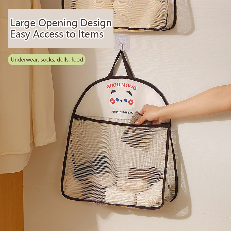 Wenefang Fashion Underwear Socks Hanging Storage Bag Non-woven Large Capacity Mesh Bags for Ingredients Toys Wardrobe Kitchen Organizer,1 Pack