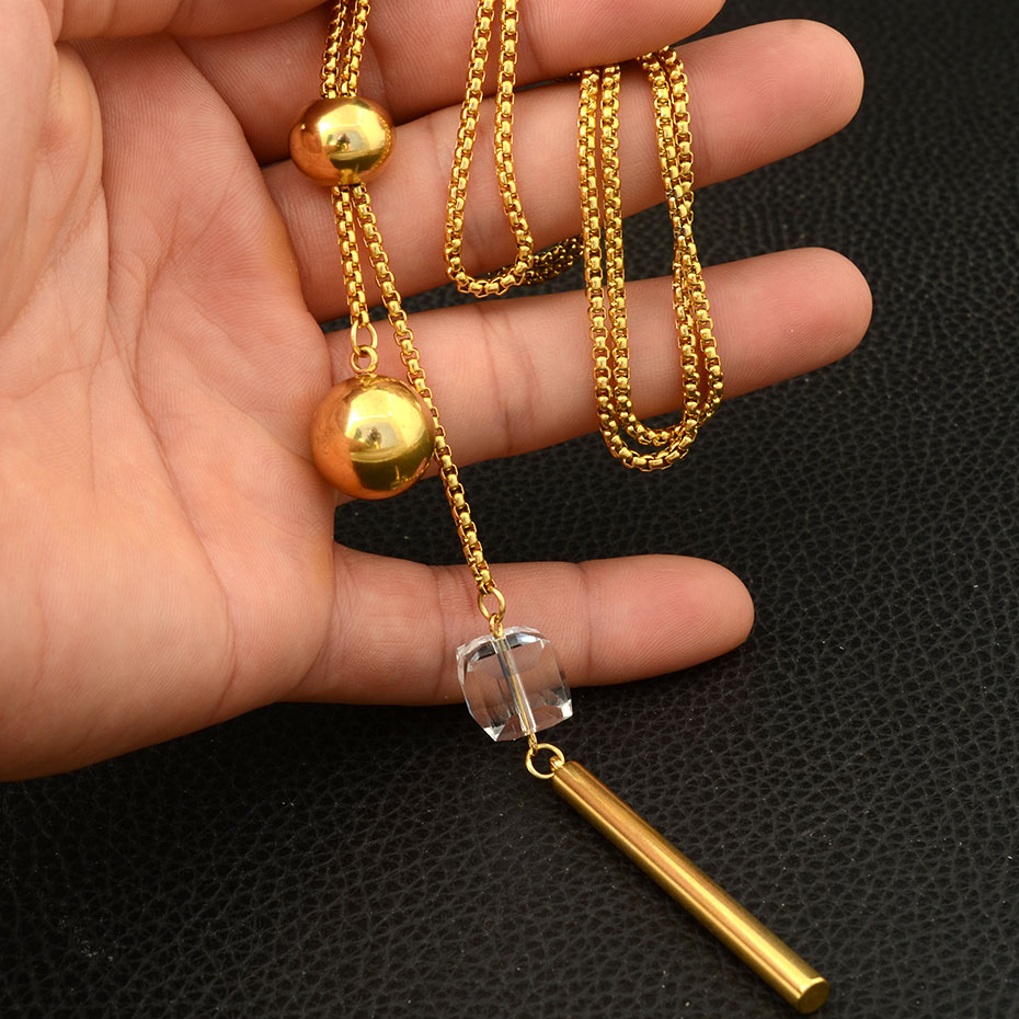 Yuanyan Fashion Stainless Steel Jewelry For Woman and Girl 800mm Long Charm Sweater Chain Necklace Pendant High Quality NEILAHBE