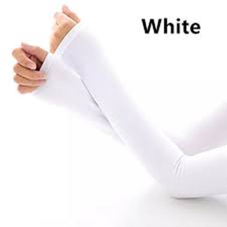 1 Pair Arm Sleeves From Sun Light Protection Stretchable Hand Cover Arm Sleeves-White Color - Arm Sleeve