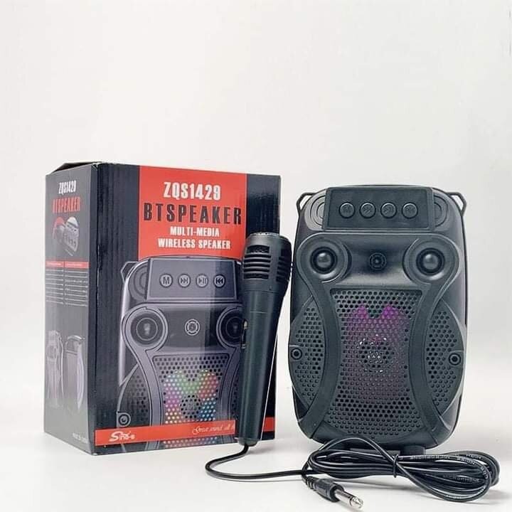 Wireless Bluetooth Speaker With Wired Microphone Bass Rechargeable Battery Speaker Radio FM Speaker Karaoke