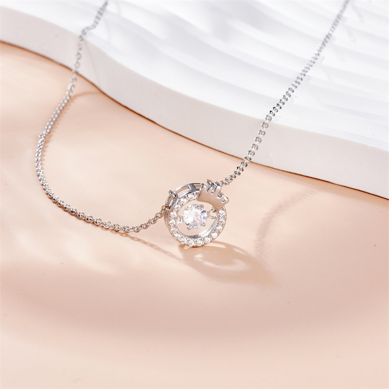 【Quality certifications】Crown Smart Zircon Necklace Light Luxury Exquisite Niche Design Fashion Trend Matching Lock Bone Chain