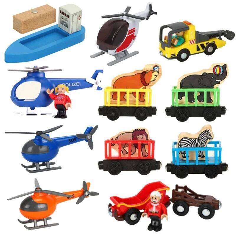 Magnetic Trolley Wood Accessories Car Train Track Scene Airplane Truck Wooden Tracks Educational Toys Children Gift