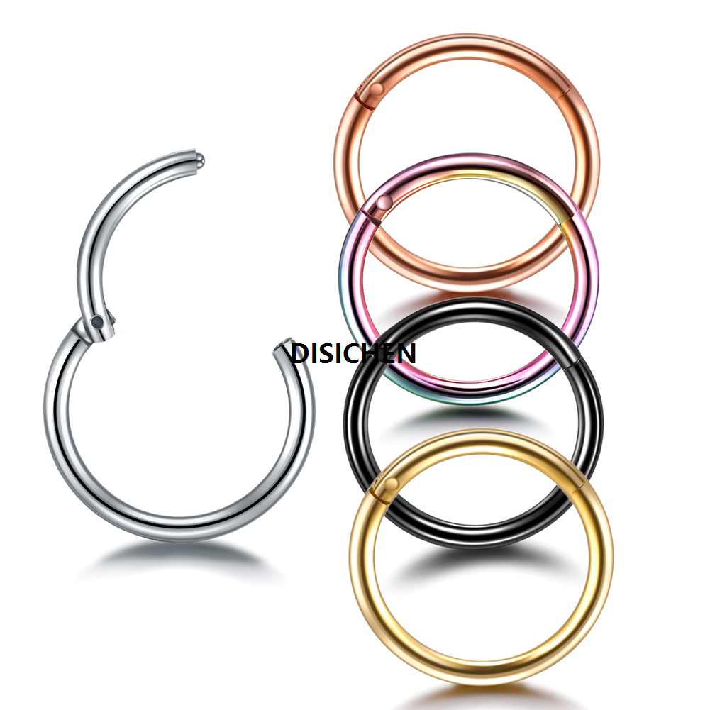 DISICHEN 1PC 12G-20G Septum Piercing Surgical Steel Clicker Hinged Segment Ring Goth Nose Hoop Earrings Lip Ear Cartilage Helix Piercings Luxury