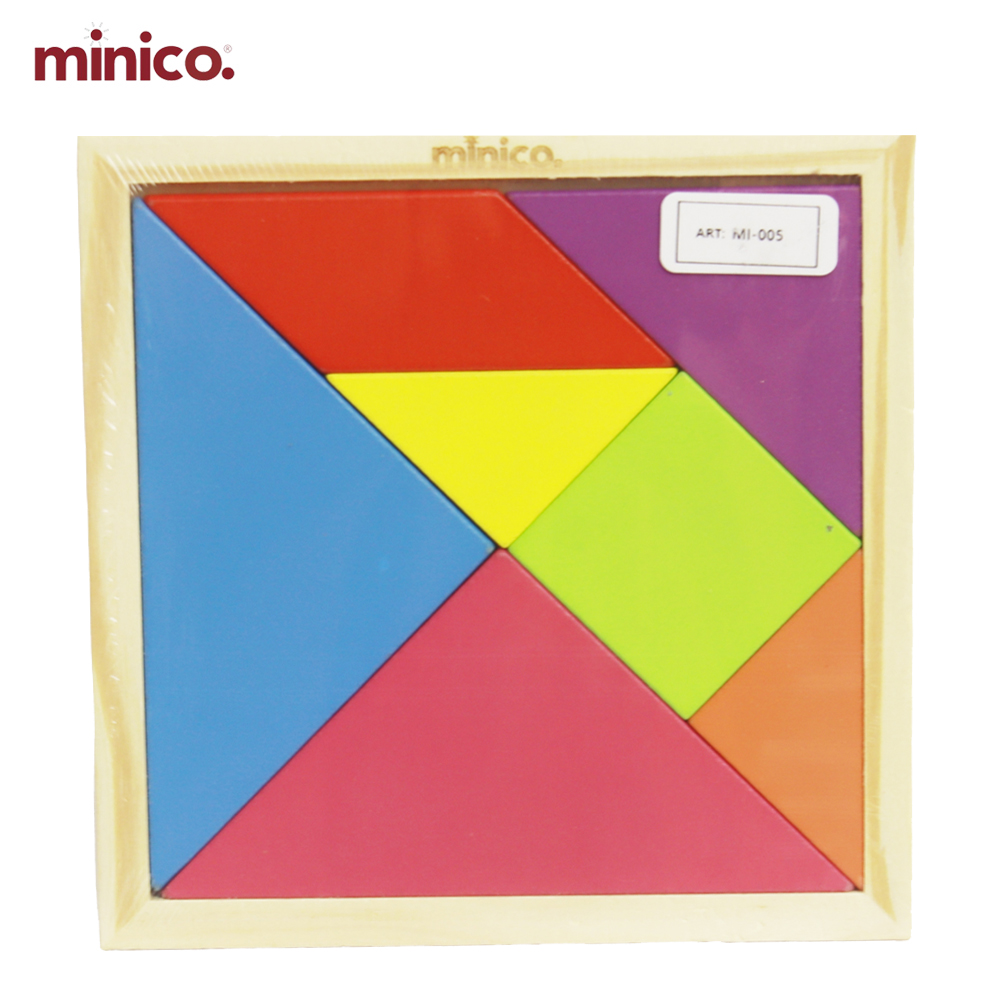 Minico Wooden Shape & Color Matching Puzzle Board - Montessori Educational Toy for Toddlers & Kids (9 Geometric Shapes, Fine Motor & Cognitive Development)