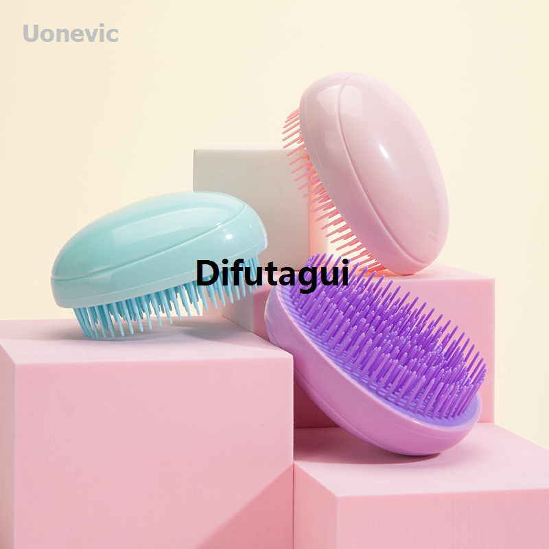 Difutagui Tool to prevent tangling, smoothing, egg-shaped hair brush, New Affordable mini detangling hair brush, anti-static massage, hair care.