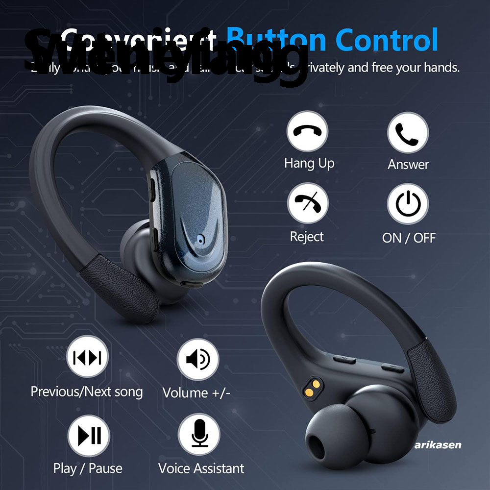 Wenefang Sutuiying Wireless Headphones Bluetooth 5.3 Earphones 75Hrs Playtime with Mic New style Hot Selling LED Display Button Control Earhook Sport Waterproof Headsets