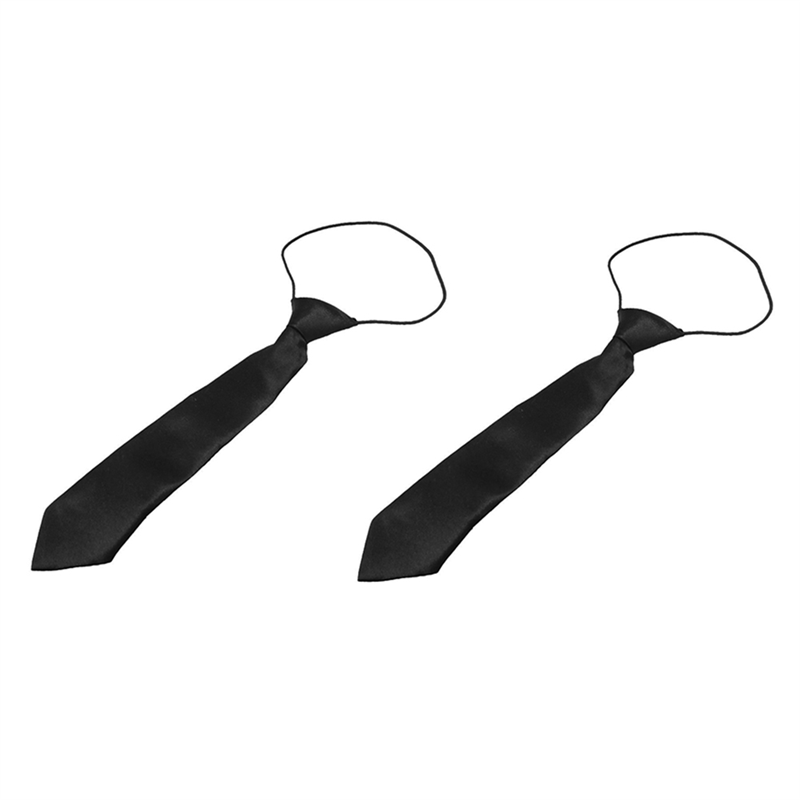 fasdaga 2X Solid Black Polyester Elastic Slim Necktie Neck Tie for Child
