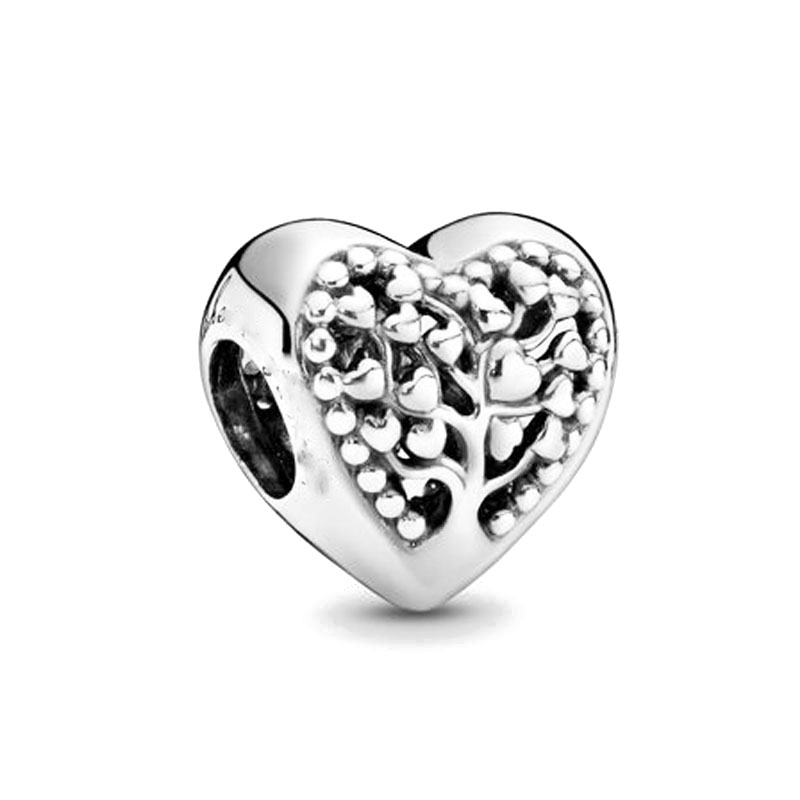 New New Fine 925 Silver Plated Jewelry Shiny Peach Heart Zircon Clip Pendant Bead Fit Original Pandora Charm DIY Jewelry Bracelet