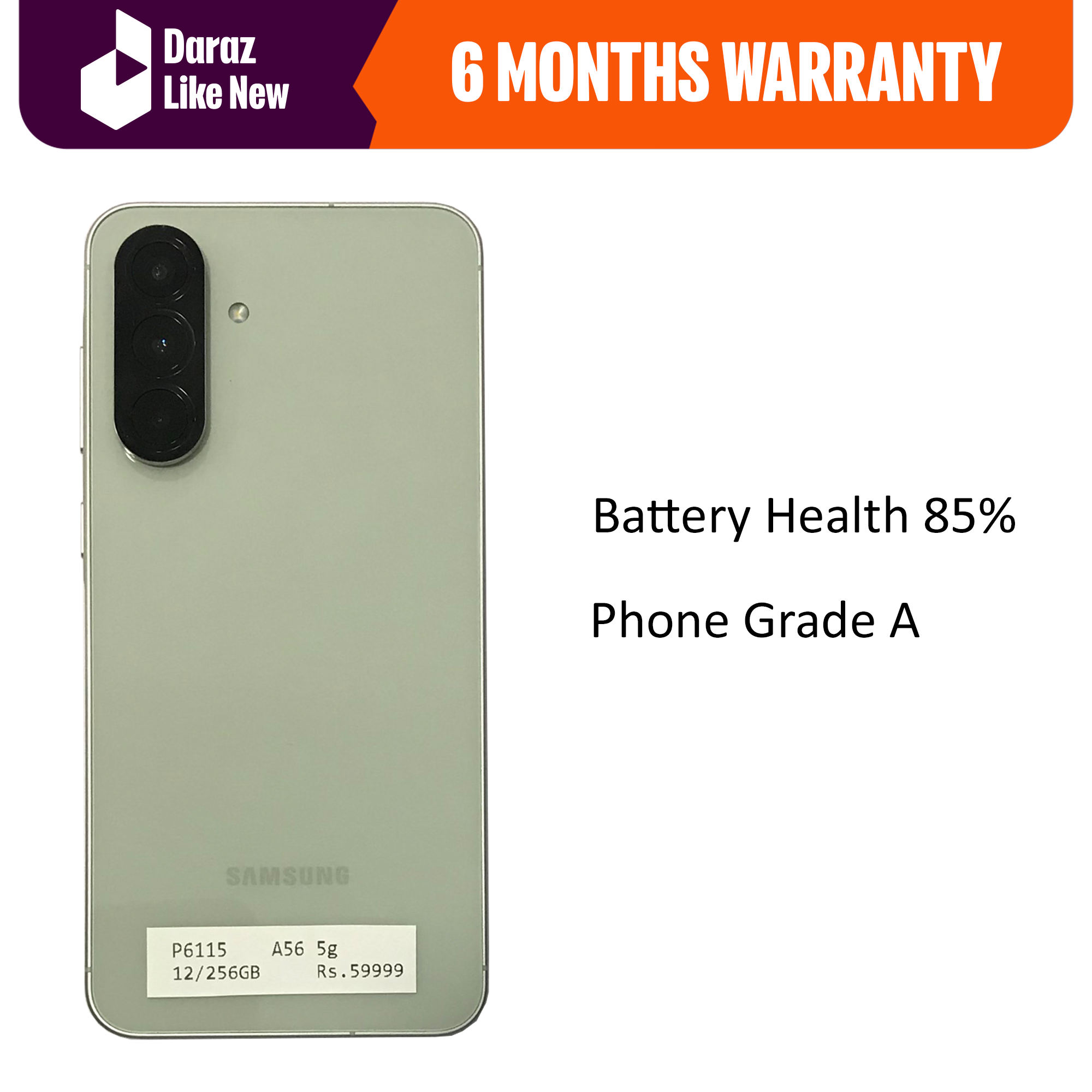 ( Renewed ) Samsung Galaxy A56 - 12/256 GB Olive - NTA / MDMS Approved