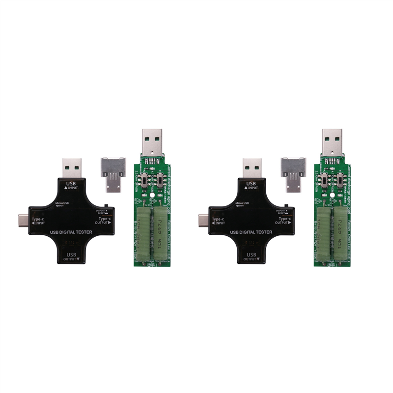 2X USB C Tester,2 in 1 Type C USB Tester Color Screen IPS Digital Multimeter,Voltage,Current,Temperature,with Loader