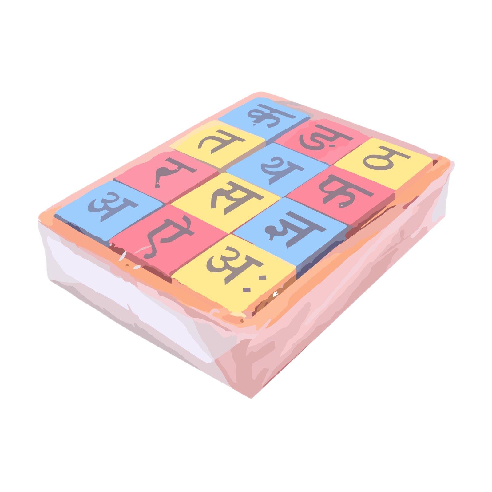 Ka Kha Ga Wooden Cube 36 Nepali Alphabets For Kids | Comes With 36 Pieces |